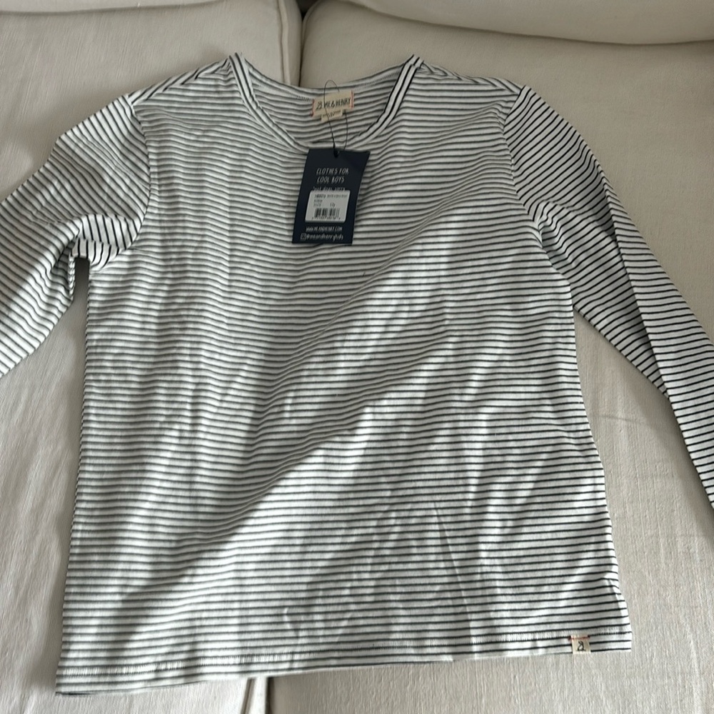 BNWT Me and Henry boys size 12 white with black stripe Alcoa tee.